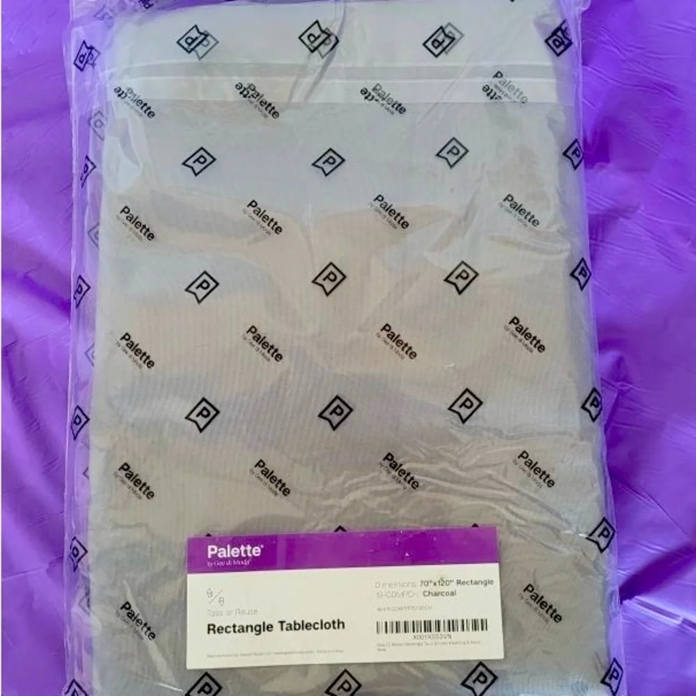 120”x 70” Rectangle Tablecloth by Gee Di Moda in Charcoal color/polyester.